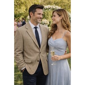 Wool Houndstooth SilkBlend Beige Sportscoat Wedding Office JT Beckett 40R VTG‎